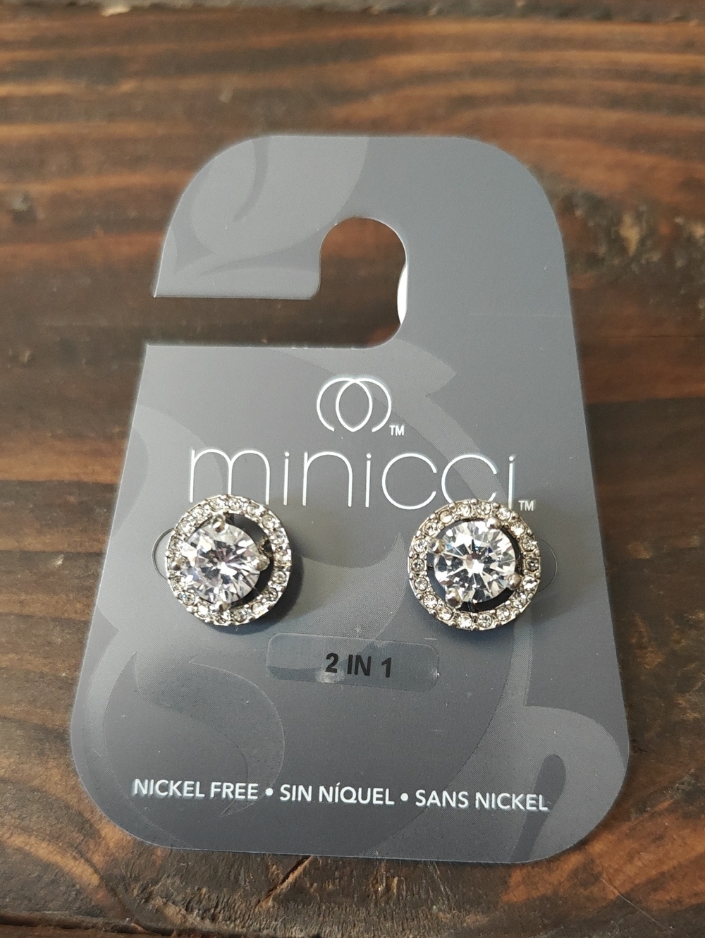 Minicci Silver Crystal Halo Stud Earrings